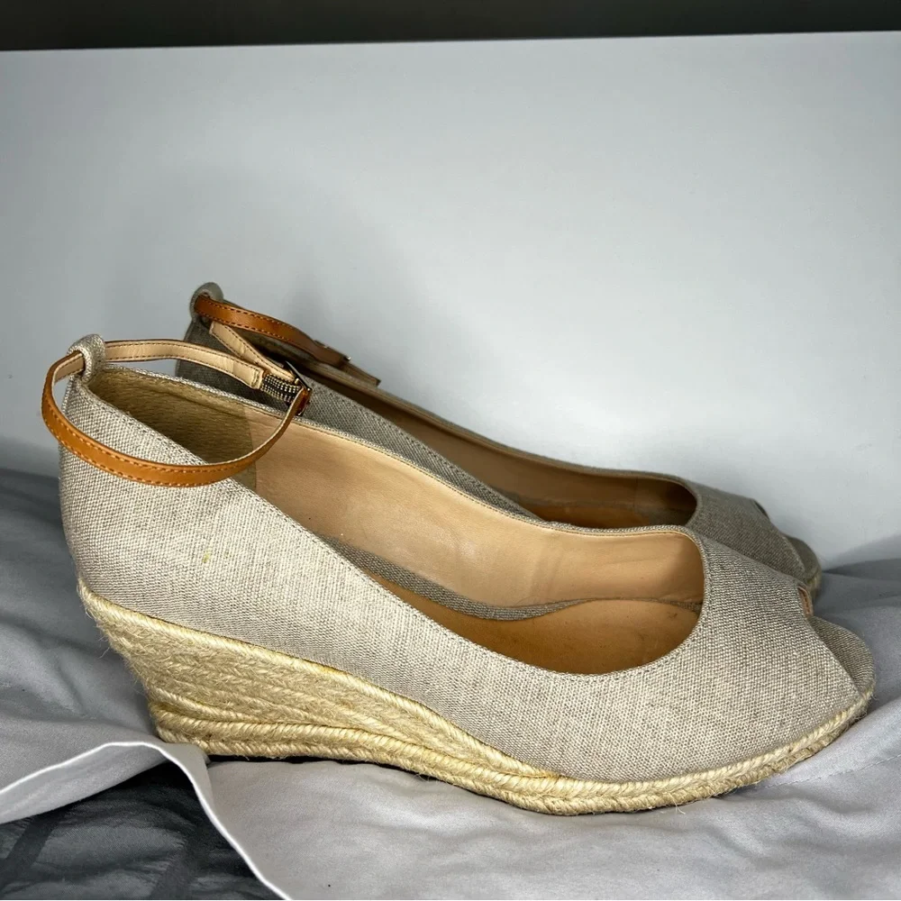Schutz‎ Espadrille Neutral Open Toed Wedge Sandals